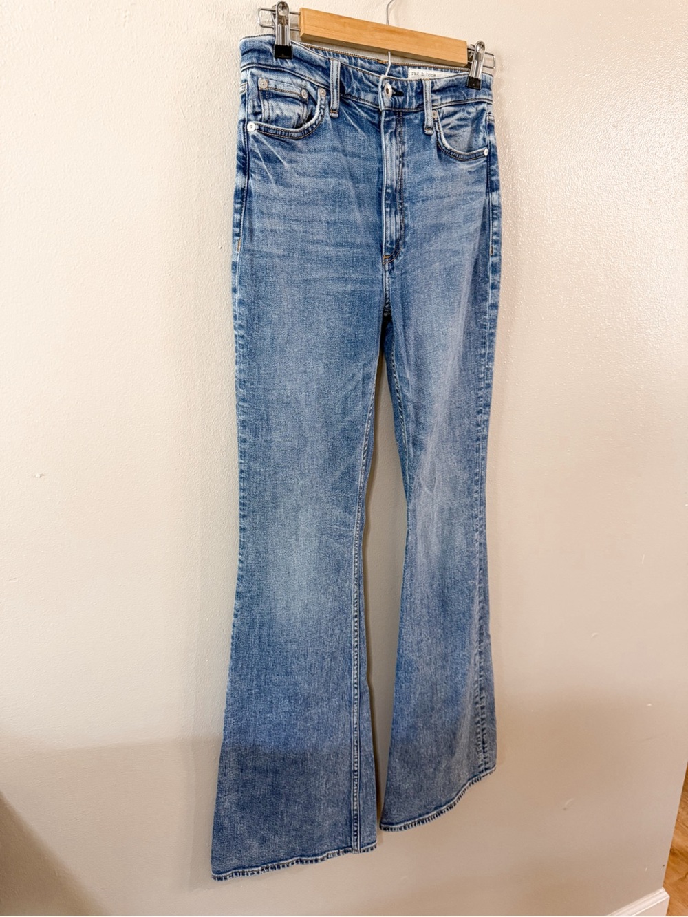 Rag & Bone | Casey High Rise Flare Jeans Norwalk Blue Boho Retro 70s - Picture 6 of 16